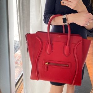 Stunning red Celine luggage tote